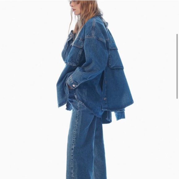 ZARA PATCH POCKET DENIM OVERSHIRT - Picture 4 of 9